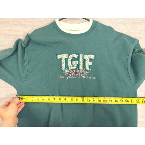 Vintage Mc  Energy Sportswear Green TGIF Grannycore Graphic Sweatshirt - Picture 7 of 7